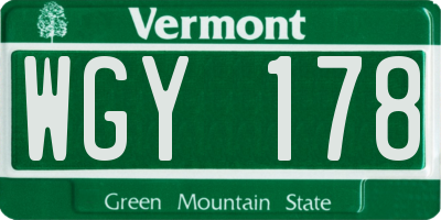 VT license plate WGY178