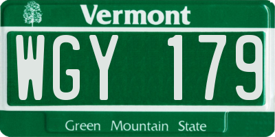 VT license plate WGY179