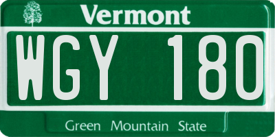 VT license plate WGY180