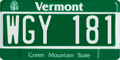 VT license plate WGY181
