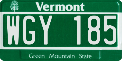 VT license plate WGY185