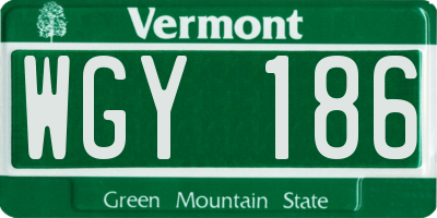 VT license plate WGY186