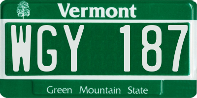 VT license plate WGY187