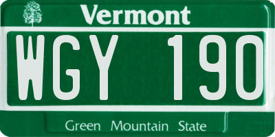 VT license plate WGY190