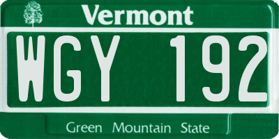 VT license plate WGY192
