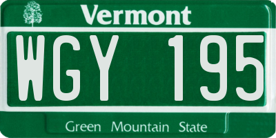 VT license plate WGY195