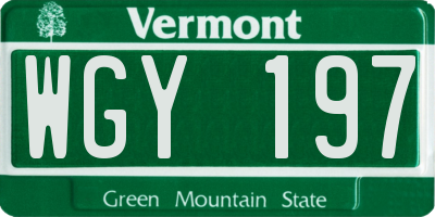 VT license plate WGY197