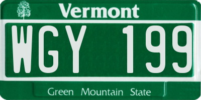 VT license plate WGY199