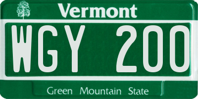 VT license plate WGY200