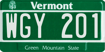 VT license plate WGY201