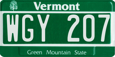 VT license plate WGY207