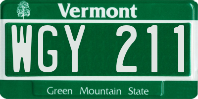 VT license plate WGY211