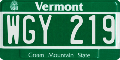 VT license plate WGY219