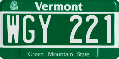 VT license plate WGY221