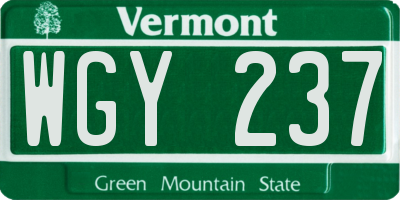 VT license plate WGY237