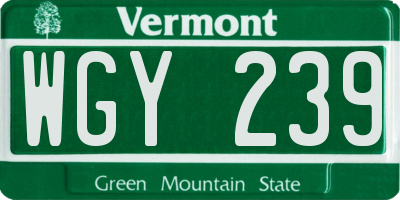 VT license plate WGY239