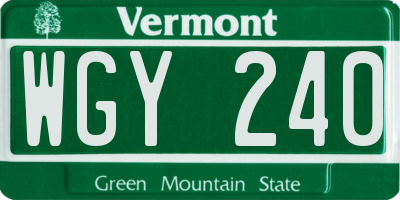 VT license plate WGY240