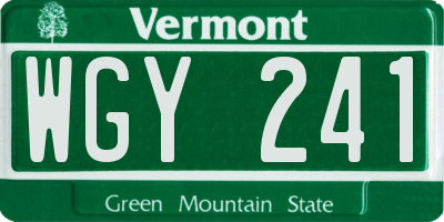 VT license plate WGY241