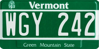 VT license plate WGY242