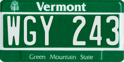 VT license plate WGY243
