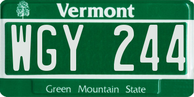 VT license plate WGY244