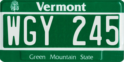 VT license plate WGY245