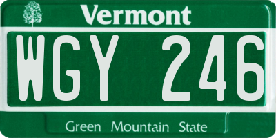 VT license plate WGY246