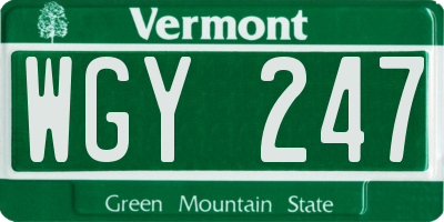 VT license plate WGY247