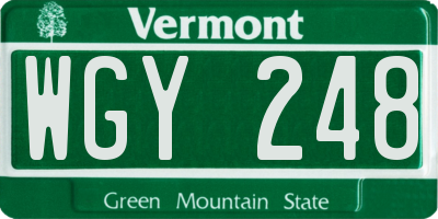 VT license plate WGY248