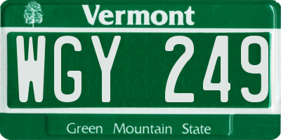 VT license plate WGY249