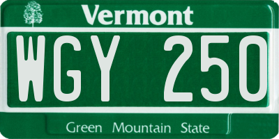 VT license plate WGY250