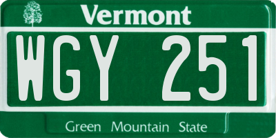 VT license plate WGY251