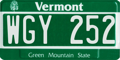 VT license plate WGY252