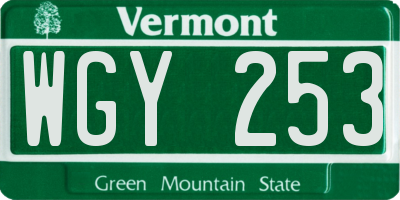 VT license plate WGY253