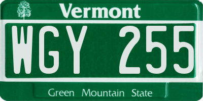 VT license plate WGY255