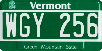 VT license plate WGY256