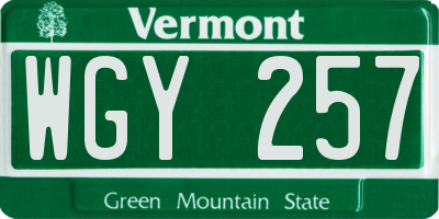 VT license plate WGY257