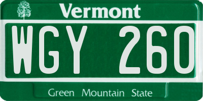 VT license plate WGY260