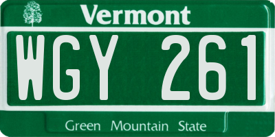VT license plate WGY261