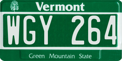 VT license plate WGY264