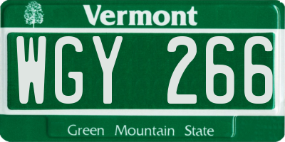 VT license plate WGY266