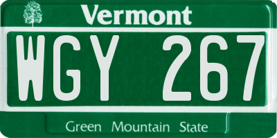 VT license plate WGY267