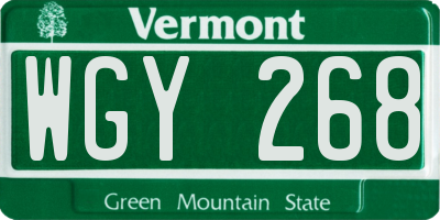 VT license plate WGY268