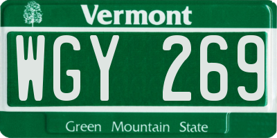 VT license plate WGY269