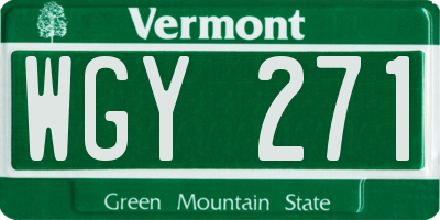 VT license plate WGY271