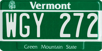 VT license plate WGY272