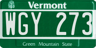 VT license plate WGY273