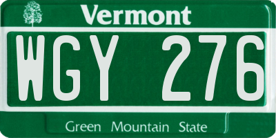 VT license plate WGY276