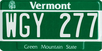 VT license plate WGY277