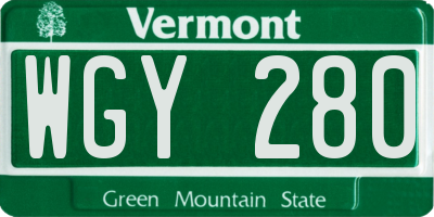 VT license plate WGY280